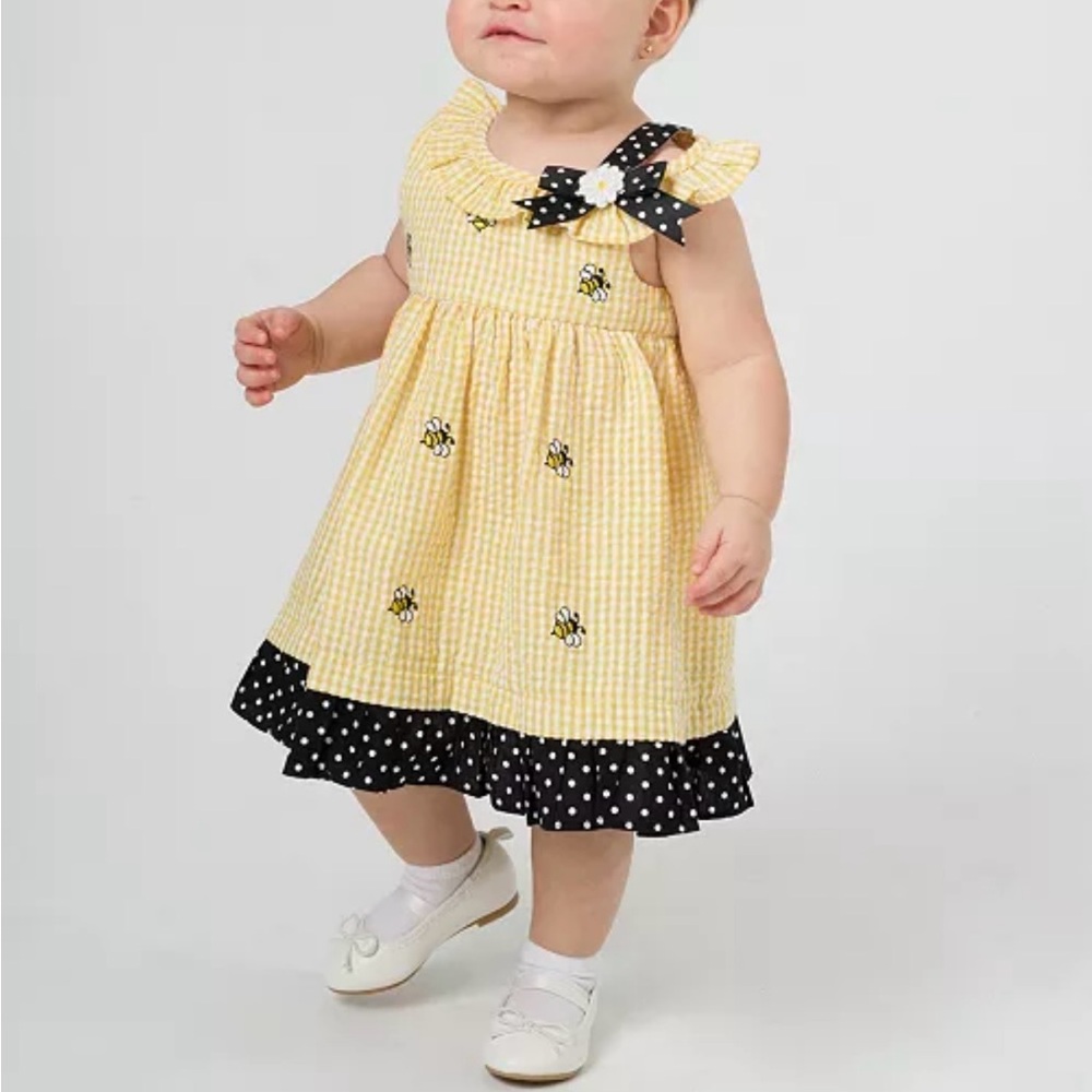 Yellow and Black Gingham Kids Dress